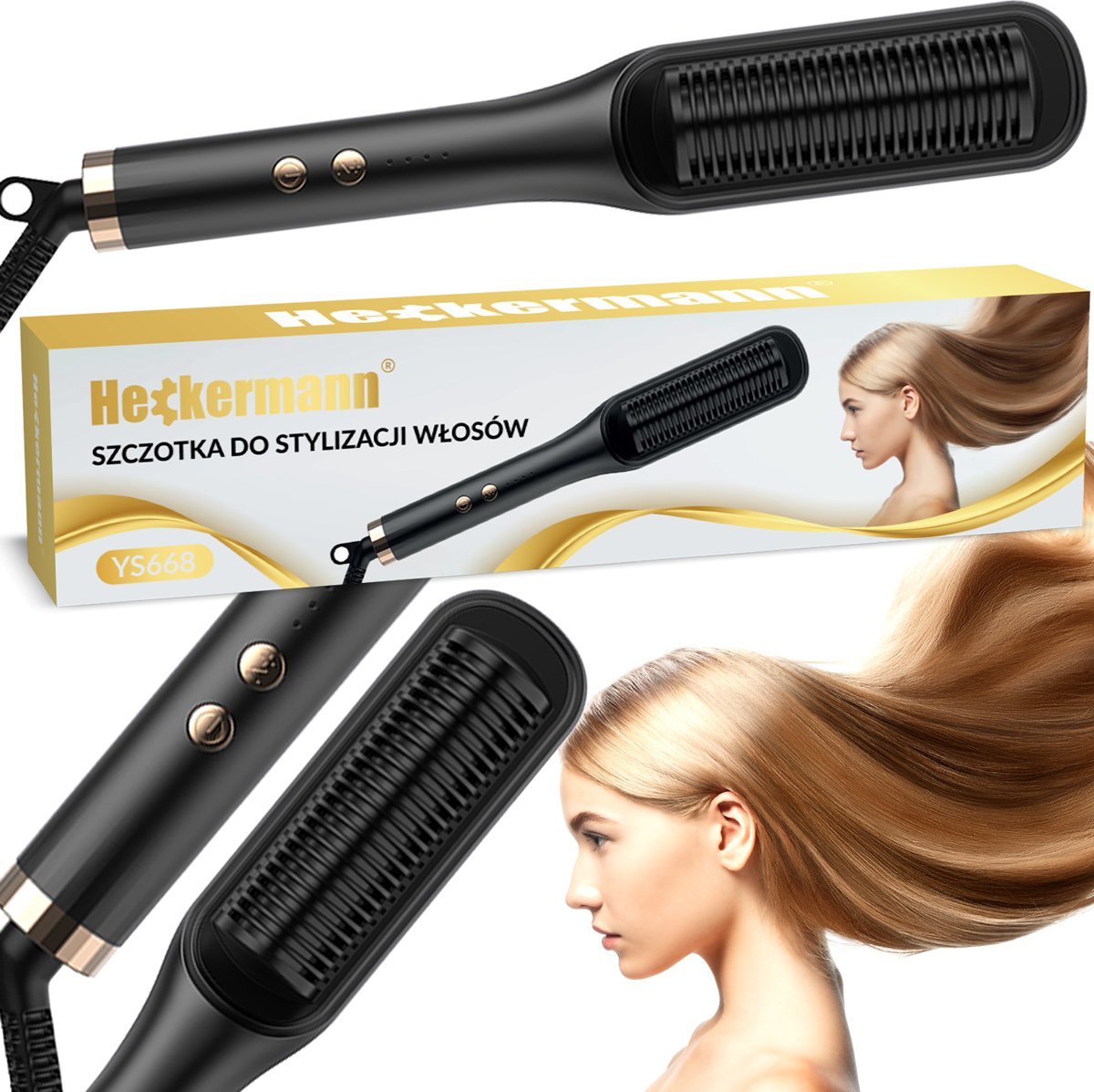 Prostownica Heckermann Prostownica Do Włosów Ceramiczna Ys668 Czarna