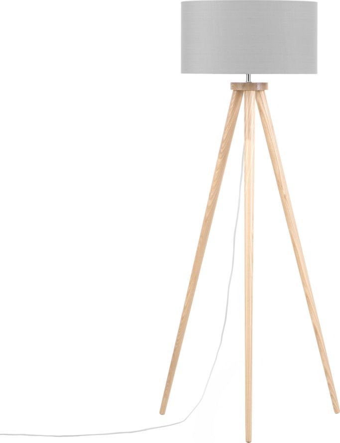 Lampa podłogowa Beliani Lampa podłogowa drewniana szara NITRA