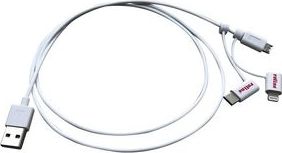 Kabel USB Roline USB-A - microUSB + USB-C 1 m Biały (JAB-4216448)