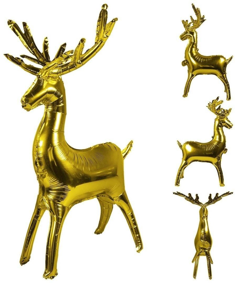 Balon foliowy złoty renifer stojący