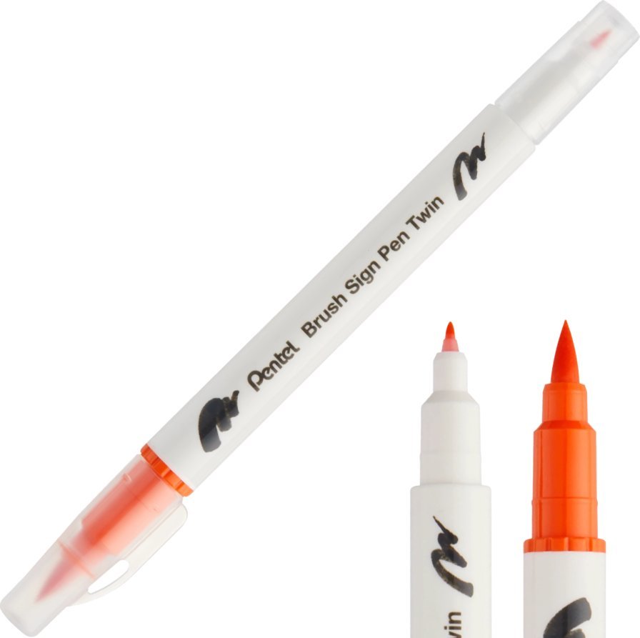 Pisak Brush Pentel Dwustronny Pomarańczowy SESW30C-T107