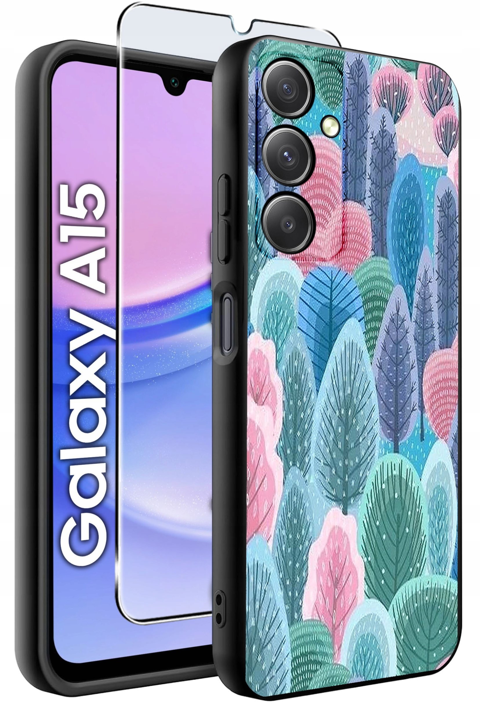 ETUI do Samsung A15 4G | 15 5G WZORY | SILIKONOWE MATT CASE + SZKŁO 9H