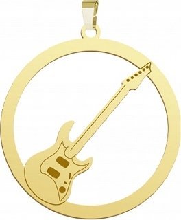 Radziszewska Jewellery Pozłacana Zawieszka GITARA ELEKTRYCZNA GRAWER DEDY
