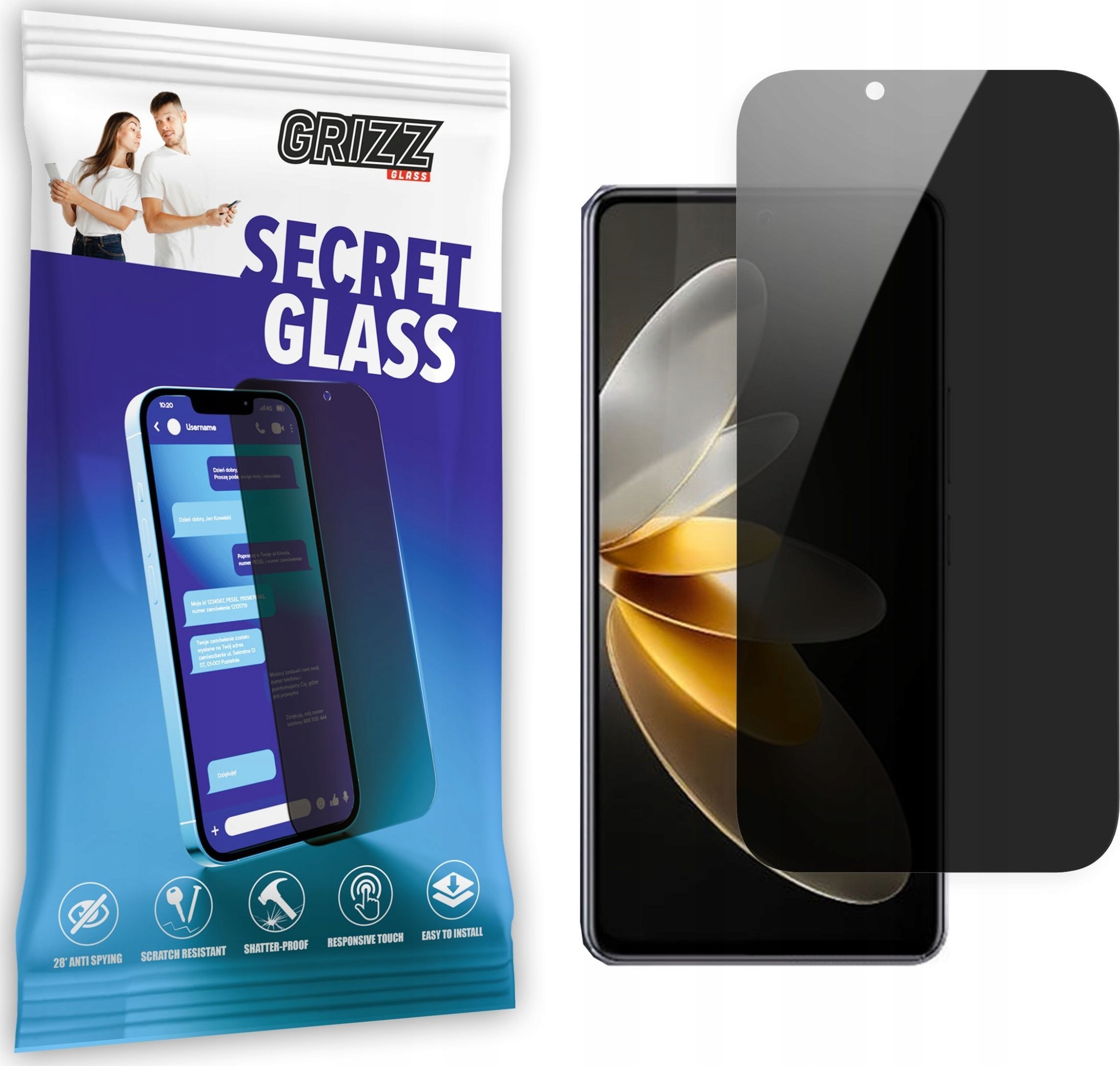 GrizzGlass Szkło prywatyzujące GrizzGlass SecretGlass vivo V27e
