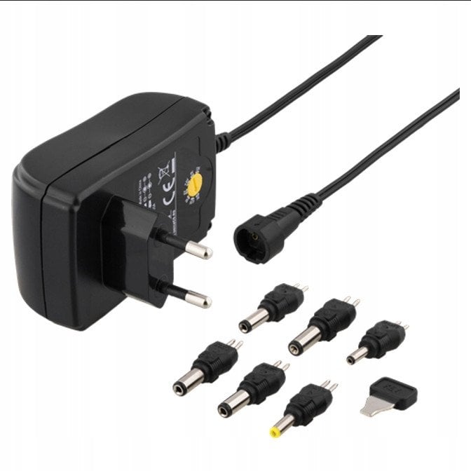 Maitinimo šaltinis DELTACO nuo 240 V iki 3-12 V, 1,5 A, 6 skirtingi antgaliai, juodas / PSR-15B