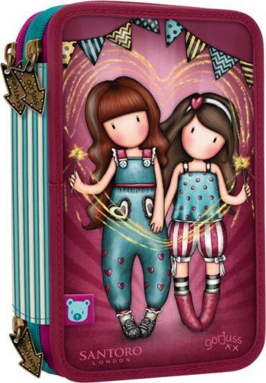 Piórnik Santoro London Potrójny Piórnik z Wyposażeniem - Gorjuss - Fireworks