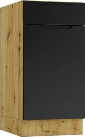 Stolkar Szafka kuchenna stojąca ISABEL D40S/1 P/L czarny mat/dąb artisan STOLKAR