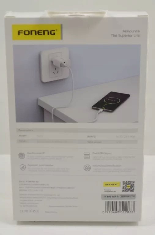 Ładowarka Foneng Ładowarka sieciowa Foneng EU53 2xUSB-A, 2,4A (Biała) + kabel USB-A doLightning