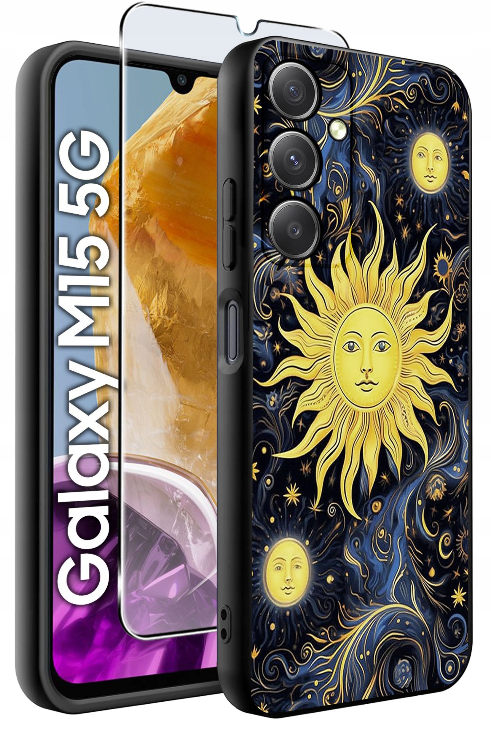 ETUI do Samsung M15 5G WZORY | SILIKONOWE MATT CASE + SZKŁO HARTOWANE 9H