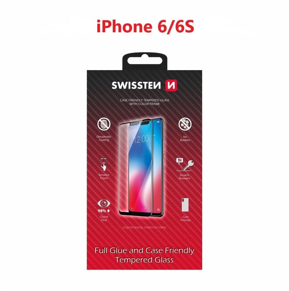 Swissten Full Face Tempered Glass Apple iPhone 6 / 6S Black