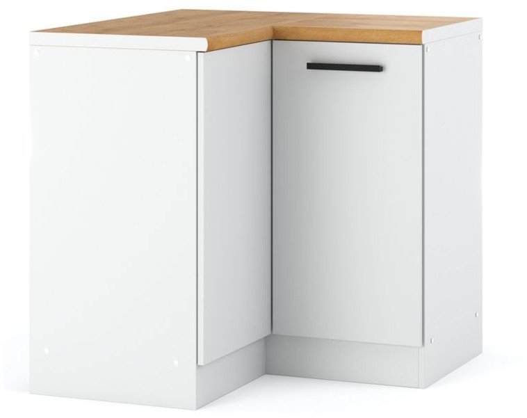 szafka kuchenna stojąca narożna duża pojemna z blatem 90cm blande biała mat