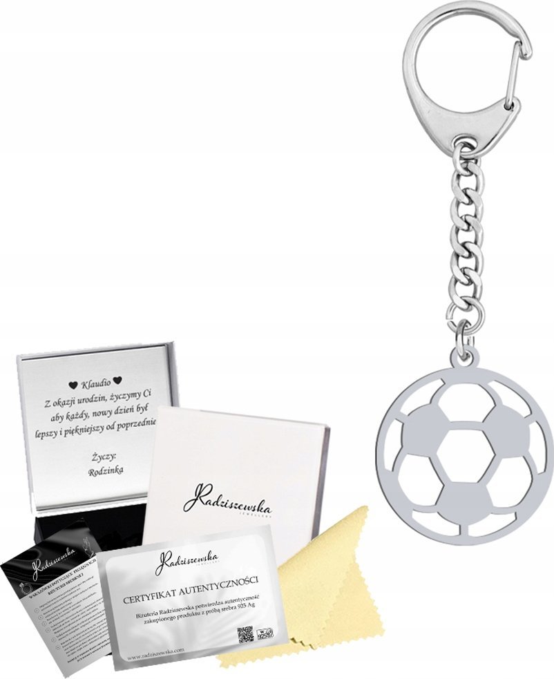 Radziszewska Brelok do Kluczy Piłka Nożna Srebro 925 Prezent GRAWER DEDYKACJA GRATIS