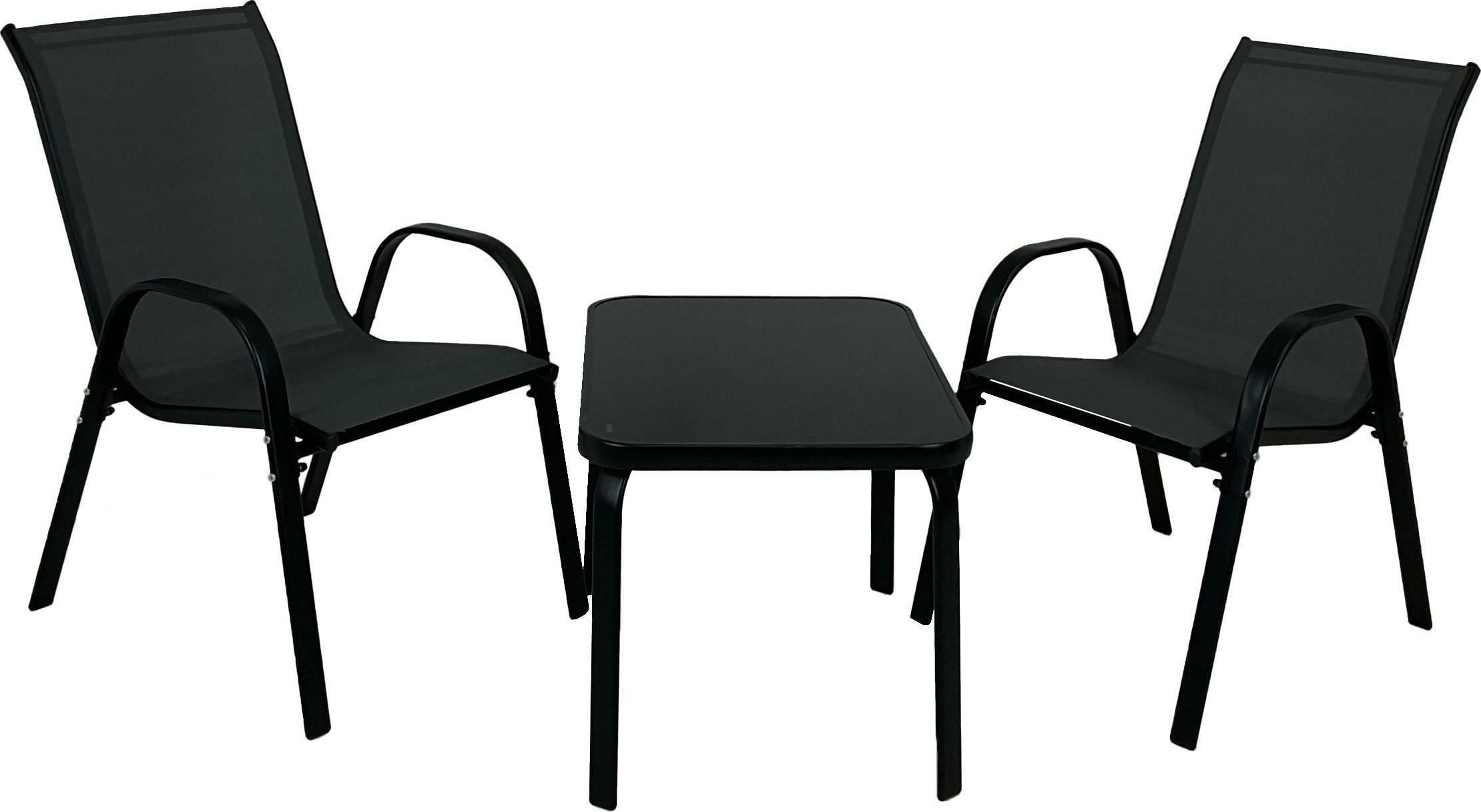 kontrast Zestaw mebli ogrodowych MALAGA 3 części czarny