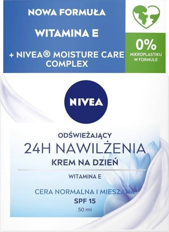 Nivea 24h nawilżenia - Odświeżający krem na dzień do cery normalnej i mieszanej SPF 15 50ml