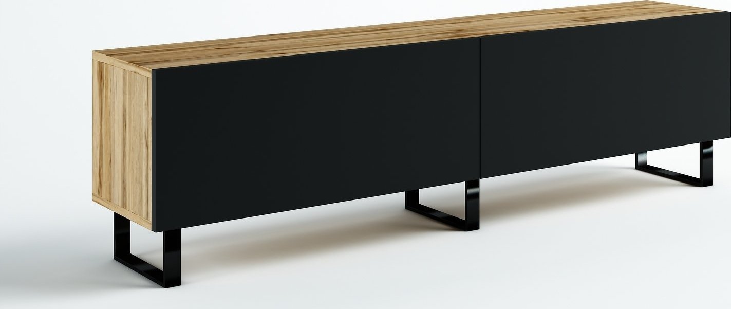 artmeble24 SZAFKA RTV 200 WOTAN/ CZARNY MAT LOFT INDUSTRIALNA