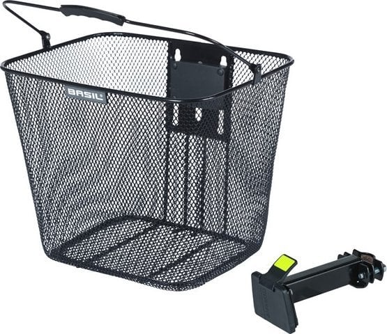 Kosz na kierownicę BASIL BILBAO, BasEasy ze wspornikiem do mocowania na główce ramy 22-25,4 mm , Stalowy, Czarny (NEW 2025)