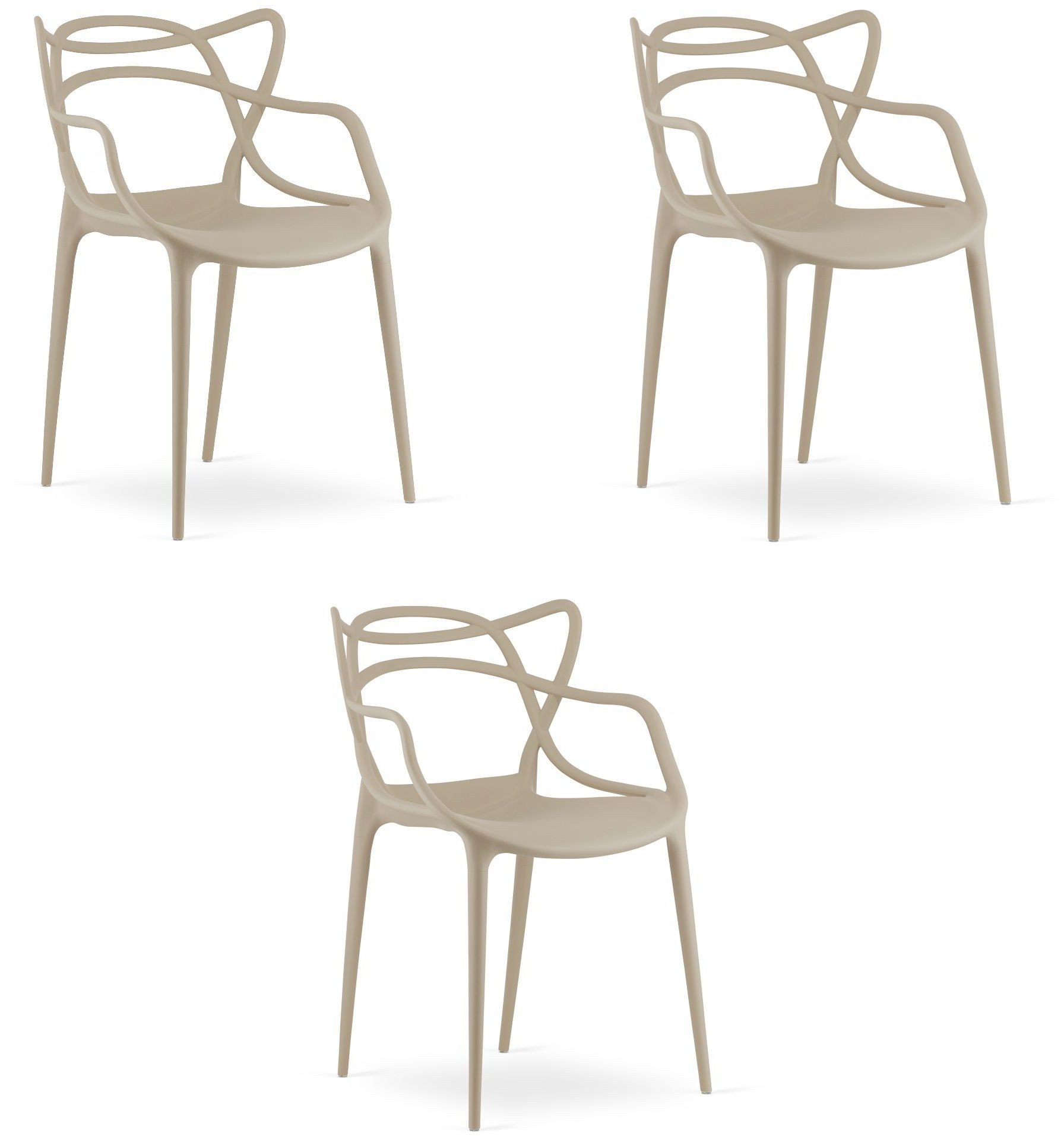 Krzesło beżowe plastikowe KATO design nowoczesny do jadalni kuchni x3