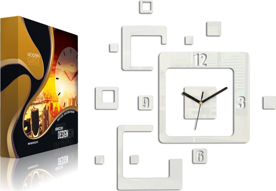 ModernClock Zegar ścienny TRIO WHITE - BIAŁY - DUŻY - DESIGN