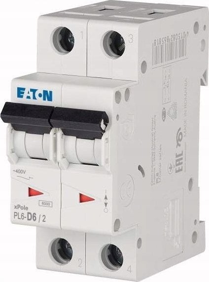 Eaton Wyłącznik nadprądowy 2P D 6A 6kA AC PL6-D6/2 286576