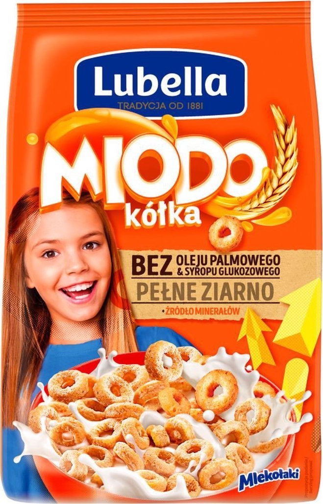 Lubella Lubella Mlekołaki Miodo kółka Zbożowe kółka z miodem 500 g