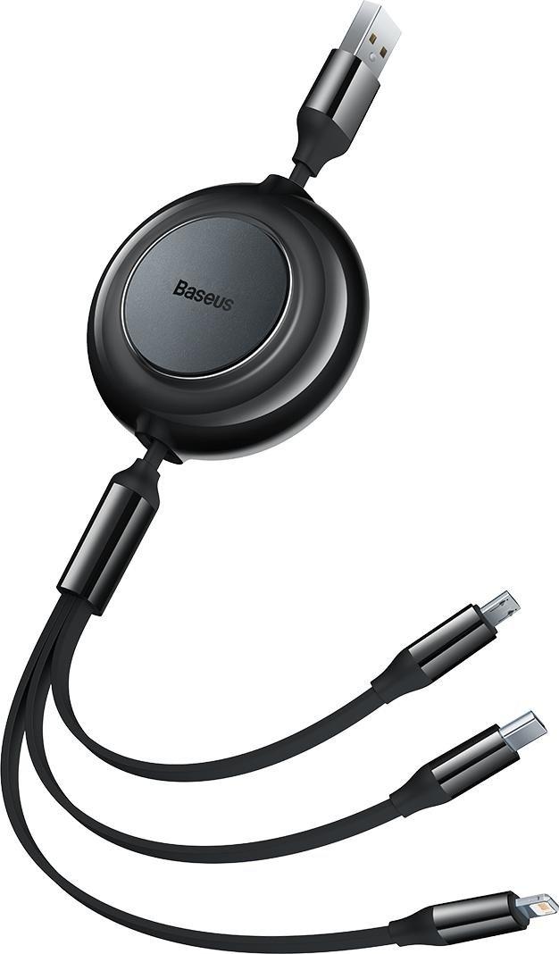 Kabel USB Baseus USB-A - USB-C + microUSB + Lightning 1.1 m Czarny (BSU3382BLK)