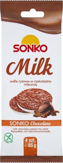 SONKO Sonko Wafle ryżowe w czekoladzie mlecznej 65 g (4 sztuki)