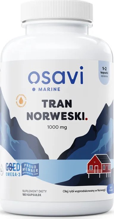 Osavi Osavi - Tran Norweski, 1000mg, Cytryna, 180 kapsułek miękkich