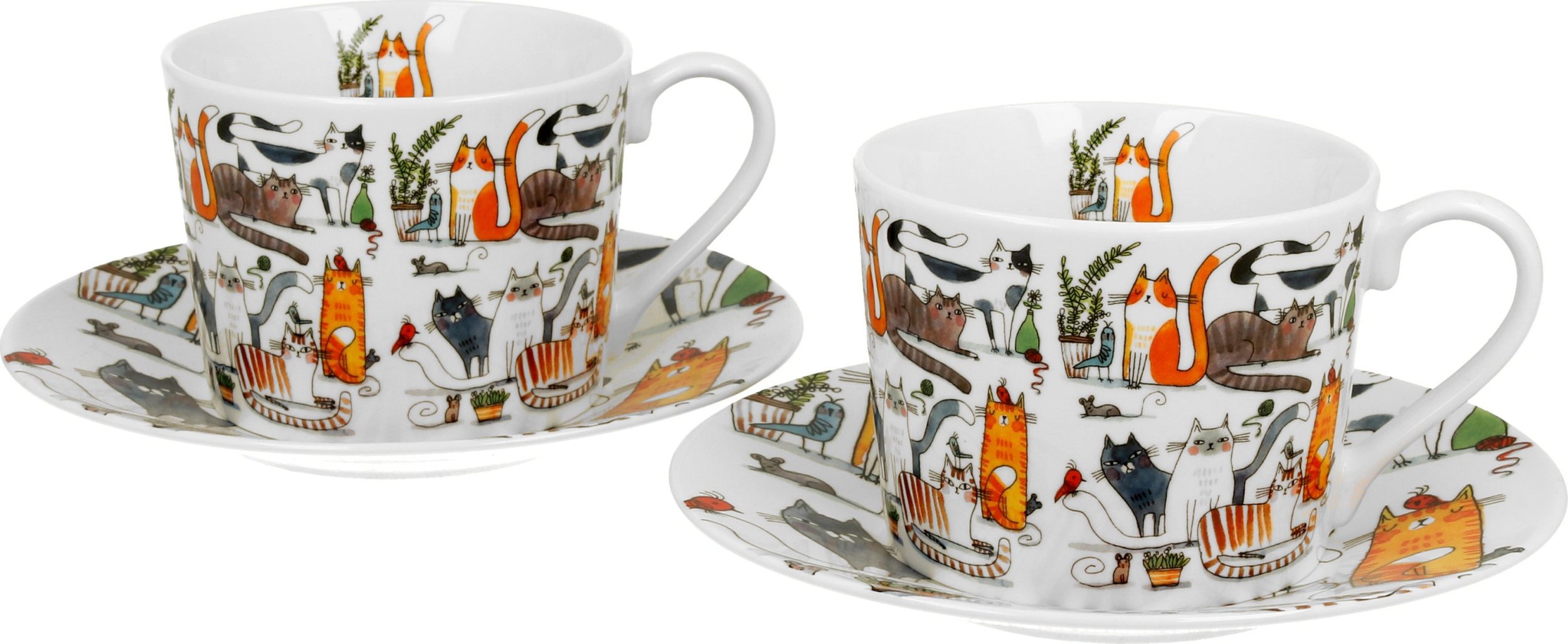 DUO Zestaw 2 filiżanek 230 ml + spodki Leniwe Koty