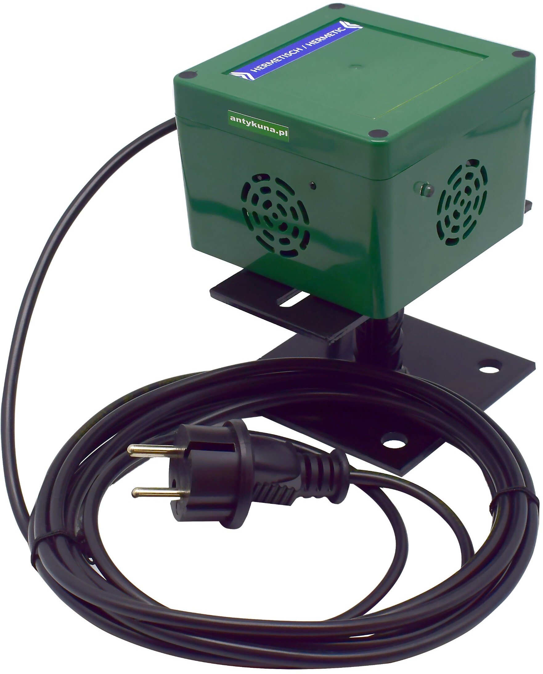 Antykuna.pl Odstraszacz MOCNY Hermetyczny do ogrodu, na taras, balkon, parking, działa na 4 strony, na stopce, zasilanie 230V