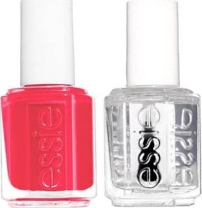 Essie Set Essie: Nail Enamel, Vegan, Glossy Shine Finish, Nail Polish, 72, Peach Daiquiri, 13.5 ml + Nail Care - Good To Go, Top Coat, Nail Strengthen
