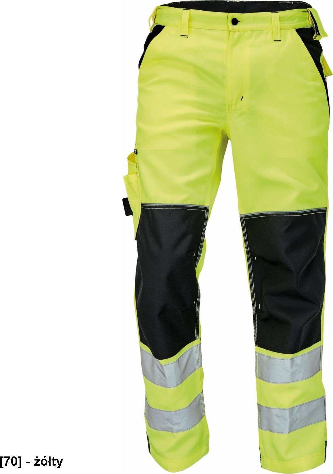 CERVA KNOXFIELD HI-VIS SPODNIE - czerwone spodnie do pasa dla ratowników medycznych, dół nogawek taśmy HI-VIS - żółty 62