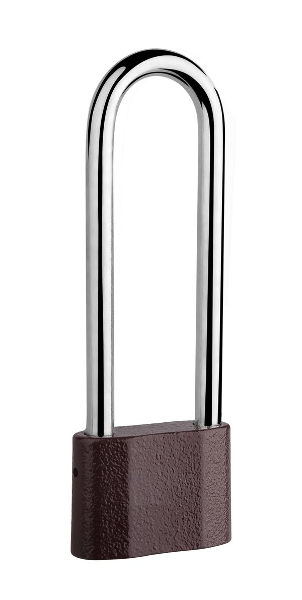 LOB Kłódka zasuwkowa żeliwna z wydłużonym pałąkiem 104mm 3 klucze KS52