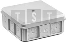 35418702 Puszka naścienna 90x37x90mm IP55 z dławnicami z wkrętem szara NSW90x90 35418702