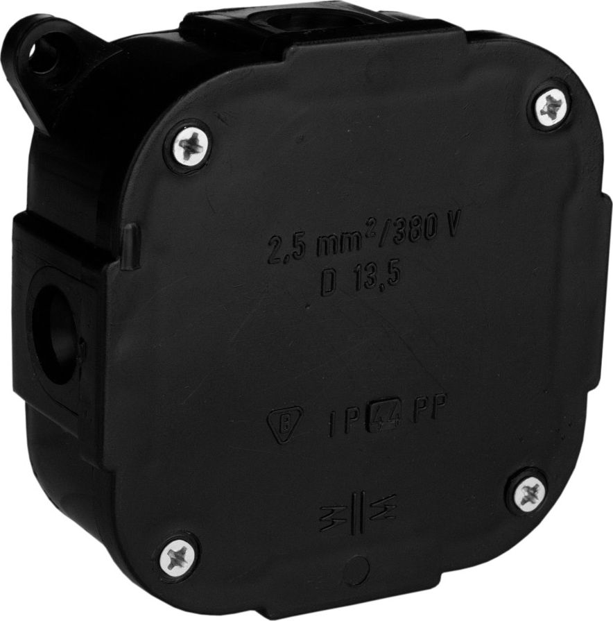 ViPlast 074-55 puszka n/t hermetyczna czarna z zaciskami wym/zew 88x88x40 mm IP44 ViPlast 3948