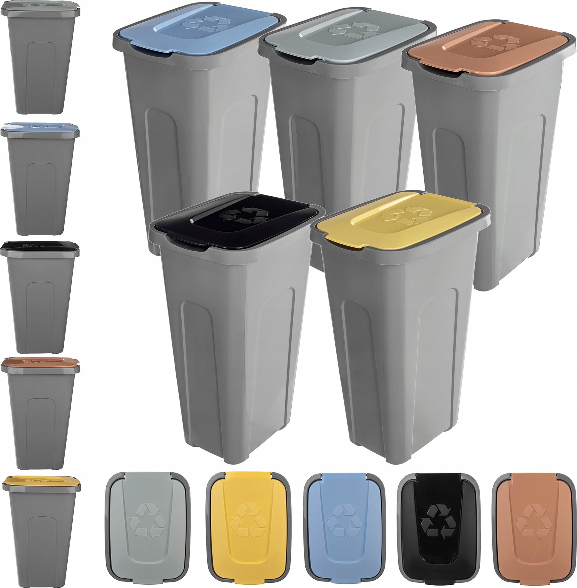 KADAX Kosze Na Śmieci Pojemnik Na Odpady 30L Do Segregacji Kubeł Śmietnik 5szt