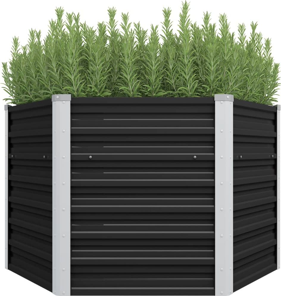 vidaXL Donica ogrodowa, antracytowa, 129x129x77 cm, galwanizowana stal