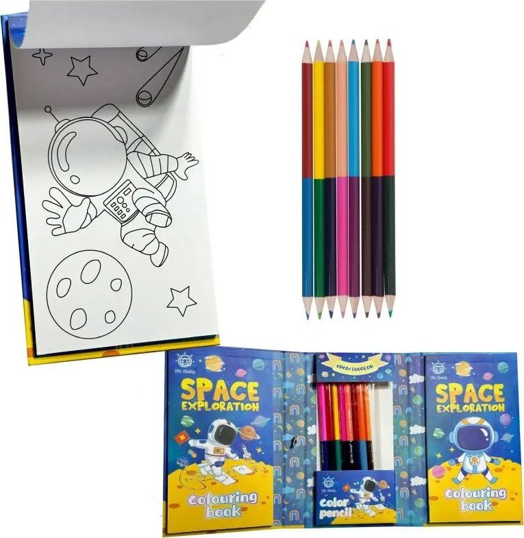 KOLOROWANKA ZAMYKANA 4 WZORY + 8 KREDEK