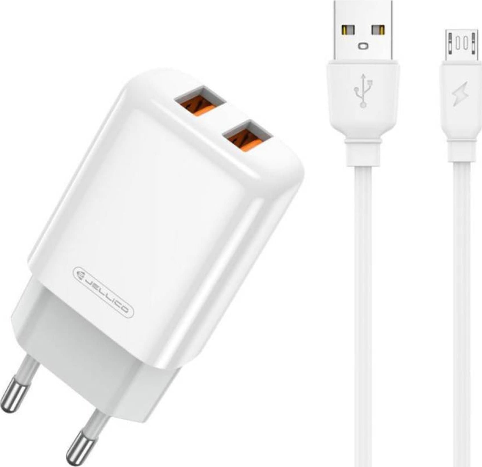 Ładowarka nemo Ładowarka Sieciowa 2x USB 2.4A + Kabel USB - micro USB Jellico EU02 biały