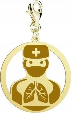 Radziszewska Jewellery Pozłacany Charms Pulmonolog DEDYKACJA