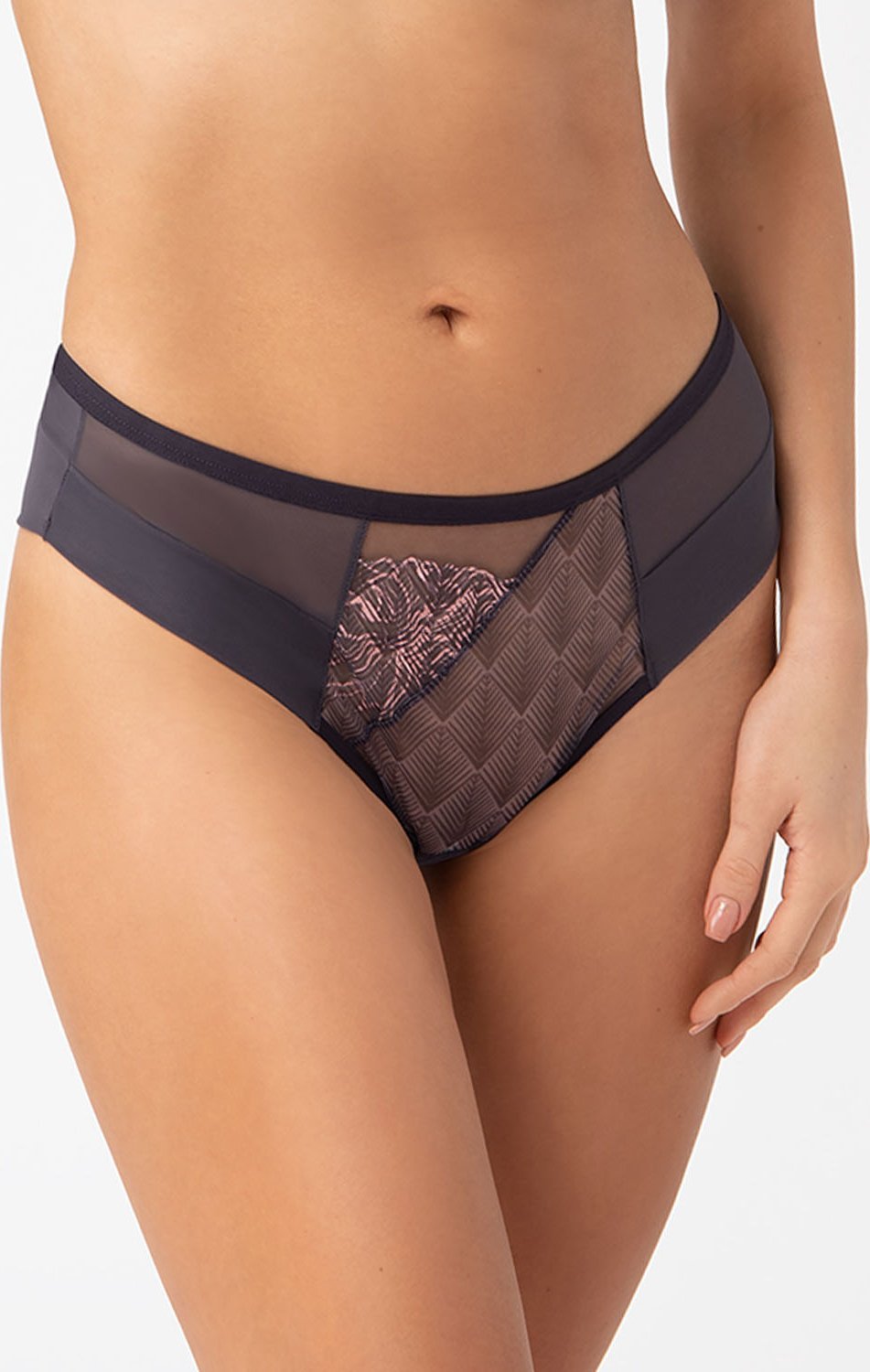 Gorsenia Gorsenia K751 Adrianne szary XL Majtki brazyliany