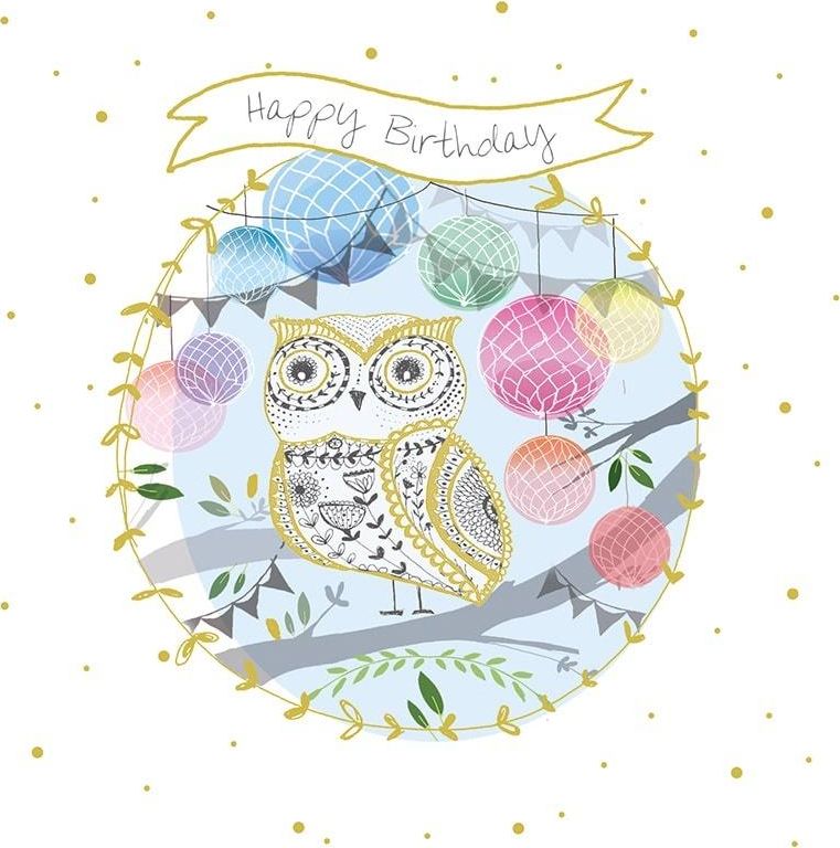 Museums & Galleries Karnet kwadrat z kopertą Urodziny Sowa