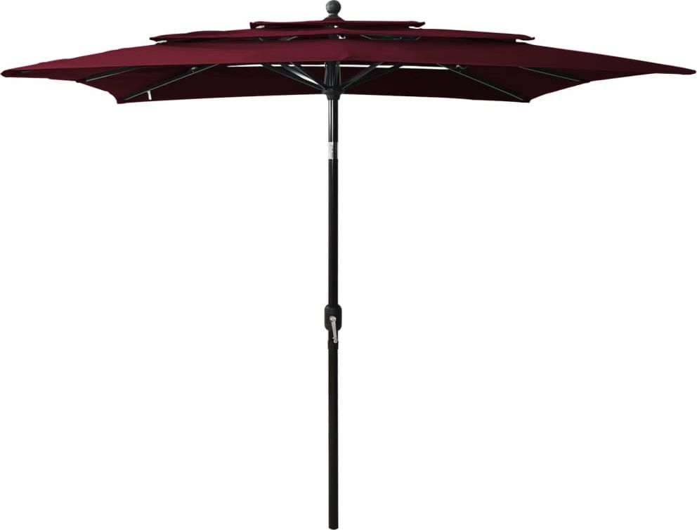 vidaXL 3-poziomowy parasol na aluminiowym słupku, bordowy, 2,5x2,5 m