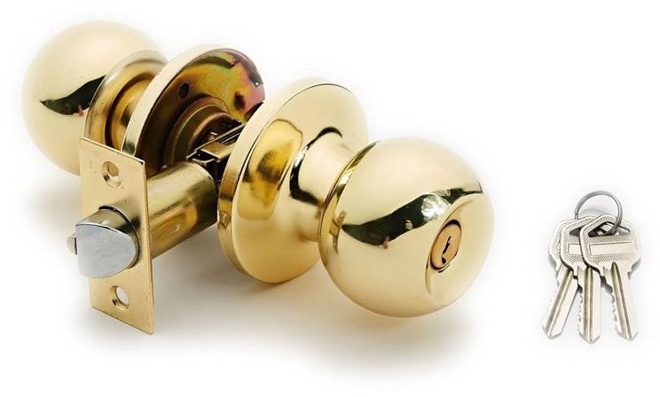 DOOR KNOB LOCK 607 PB 3 KEYS POLISH BRAS