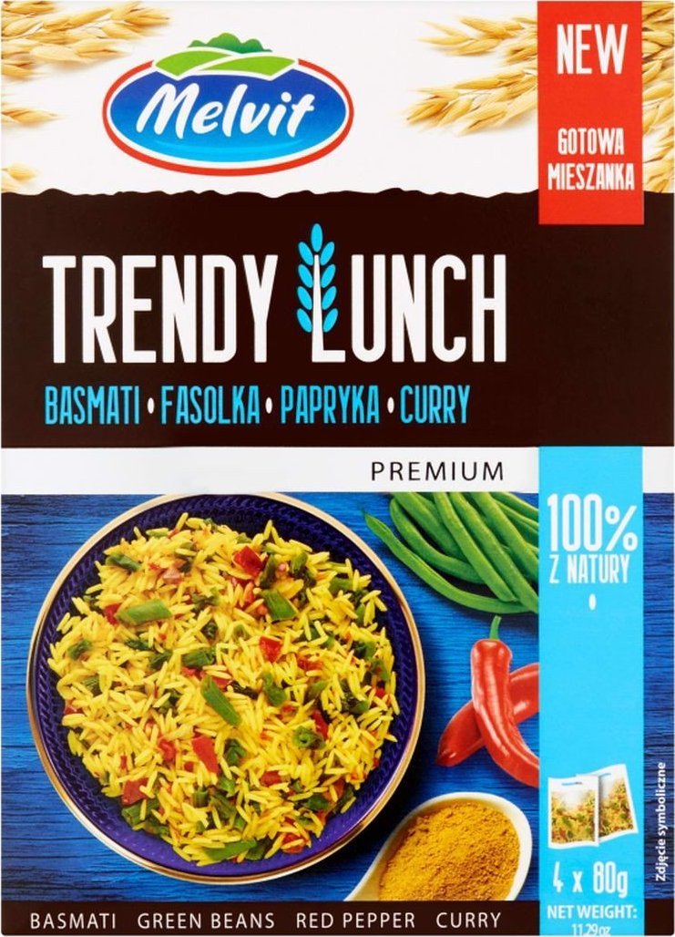 Melvit Melvit Premium Trendy Lunch basmati fasolka papryka curry 320 g (4 x 80 g)