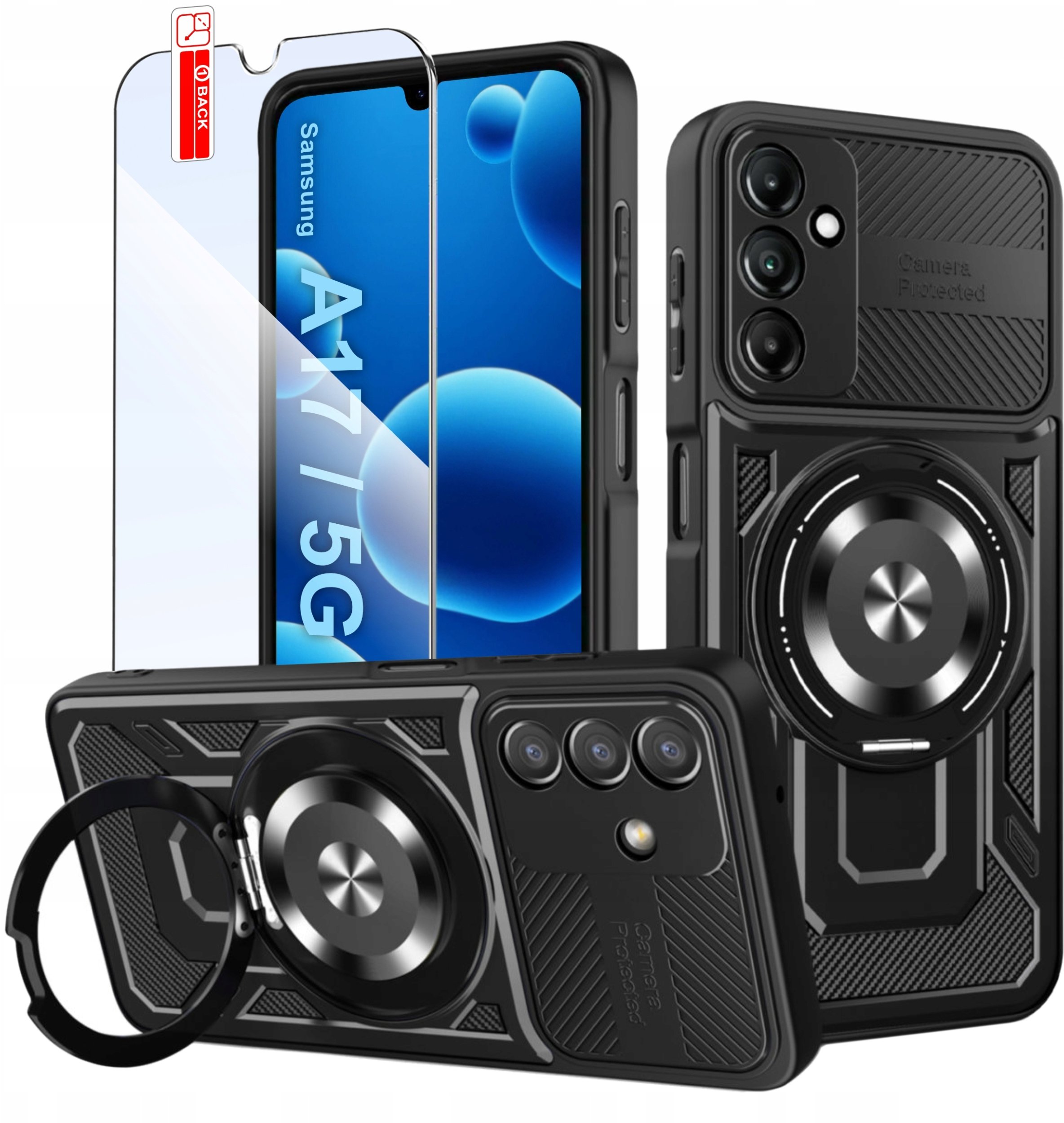 Etui PANCERNE do Samsung A17 5G CASE do MagSafe WZMACNIANE + SZKŁO 9H