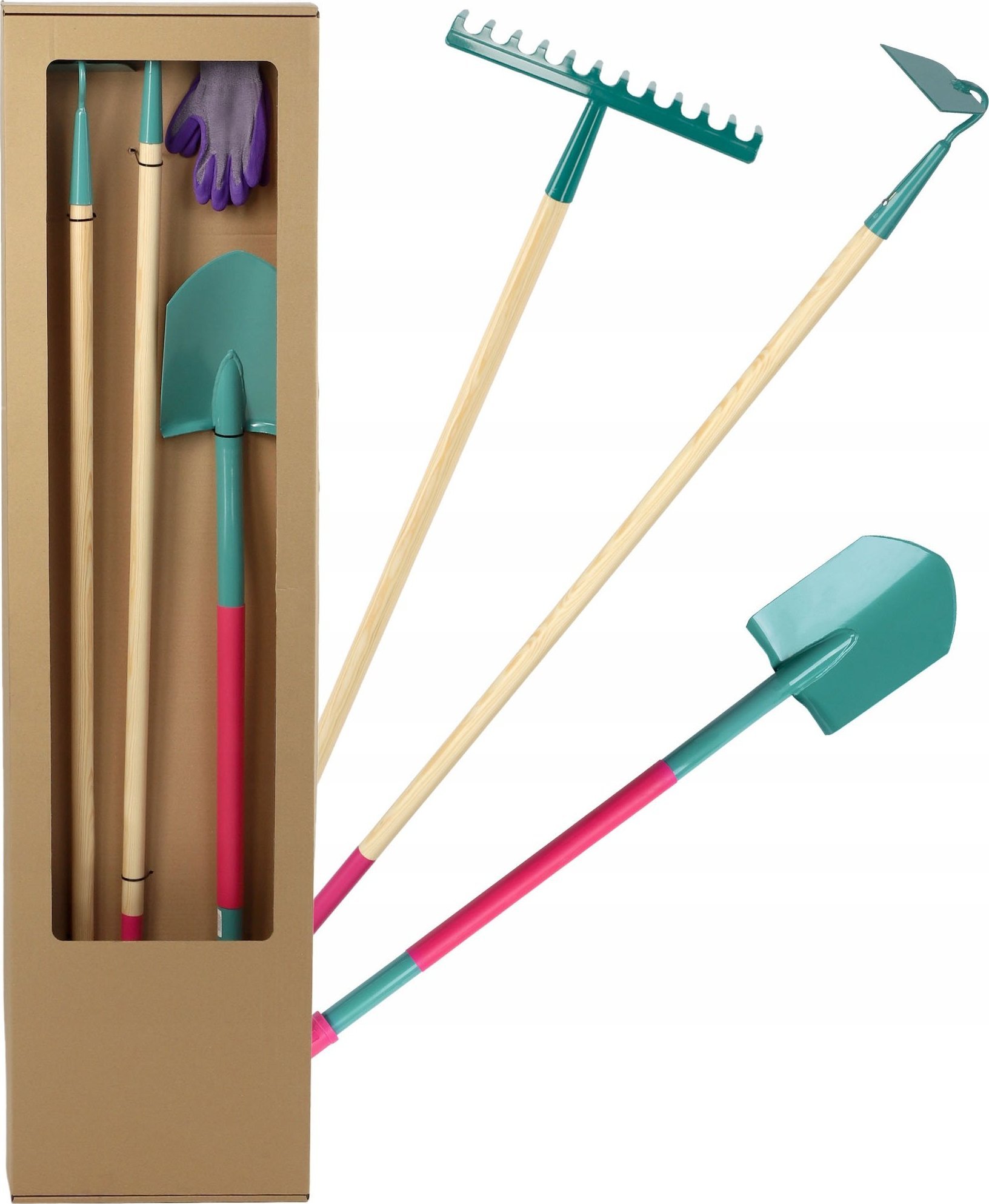 Kadax Zestaw Narzędzi Szpadel Grabie Motyczka Rękawice