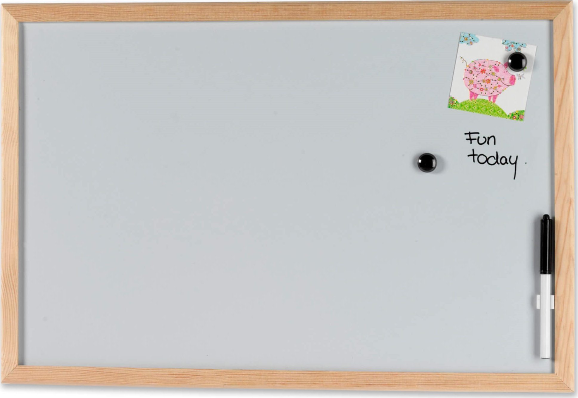 NAGA Whiteboard 60 x 40 cm magnetisk med træramme inkl. 1 marker og 2 magneter Hvid 60x1,5x40mm (1stk)