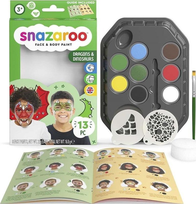 Zestaw farb do malowania twarzy smoki i dinozaury