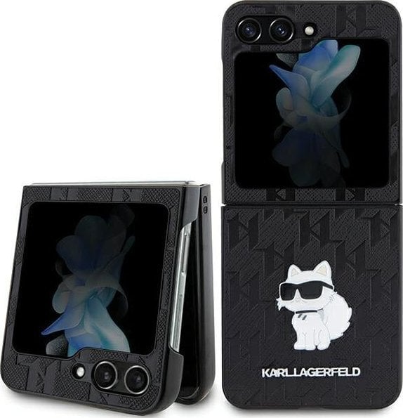 Karl Lagerfeld KLHCZF5SAPCHNPK Z Flip5 F731 hardcase czarny/black Saffiano Monogram Choupette Pin
