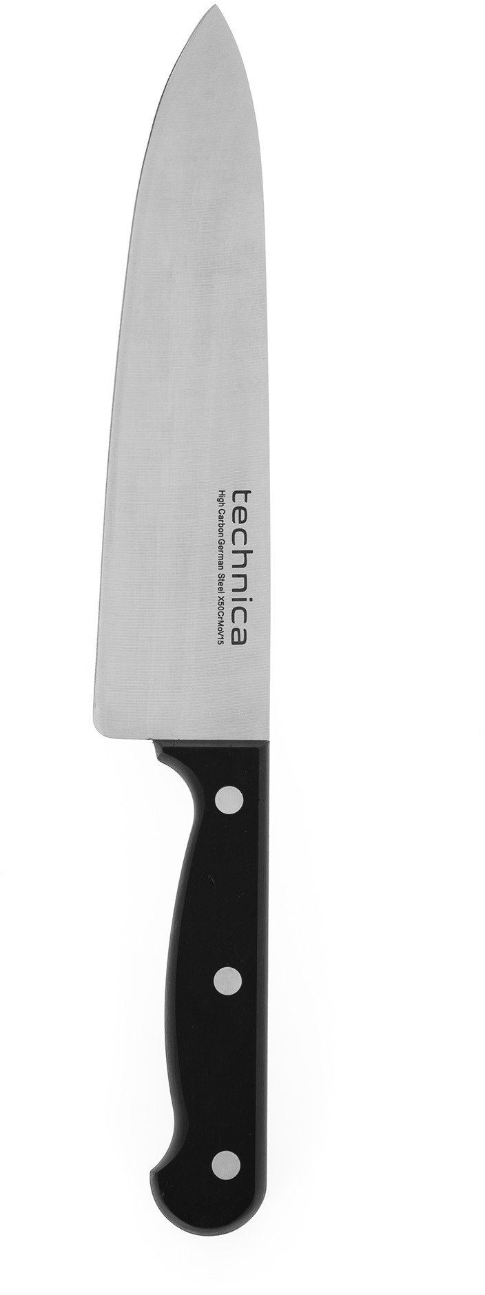 Nóż kucharski 340 mm, ostrze 205 mm, czarny | TECHNICA, Gold Line